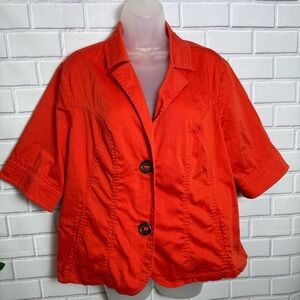 COLDWATER CREEK Vibrant Orange Short Sleeve Blazer Jacket Women's Size 18W
